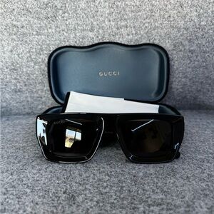 Gucci Glossy Black Sunglasses with Case